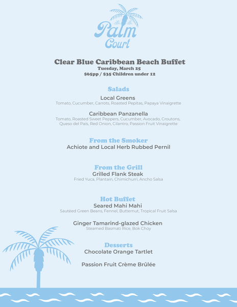 Palm Court @ Frenchman's Reef - Tuesday: Clear Blue Menu