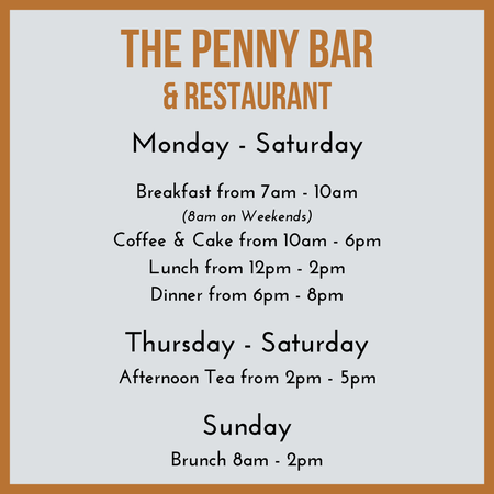 The Penny Bar & Restaurant at Llety Cynin - Service Hours