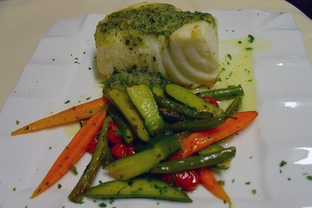 French Pastry Café - Chilean Sea Bass with Herb Sauce