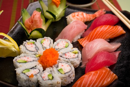 Wasabi Sushi - California Roll and Mixed Sashimi