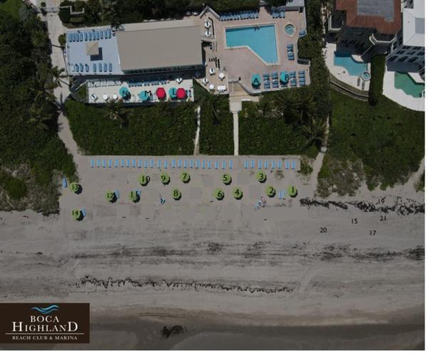 Boca Highland Beach Club & Marina - Umbrellas - Modified umbrellas 14 beach  2 pool   3 sun deck