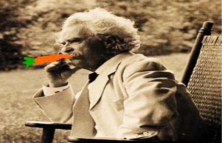 Vegan Speakeasy at Ole Planters on Main - Mark Twain eating a carrot