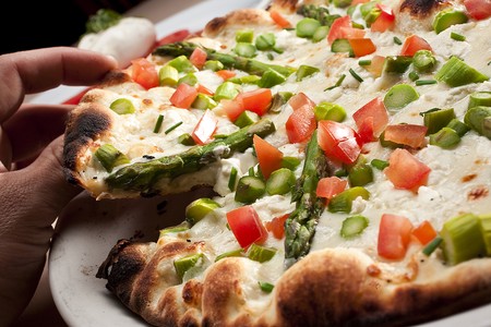 Spark Woodfire Grill - Asparagus and goat cheese pizza