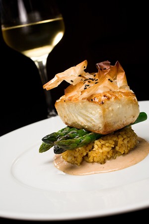 Sally's Seafood on the Water - Filo Crusted Halibut